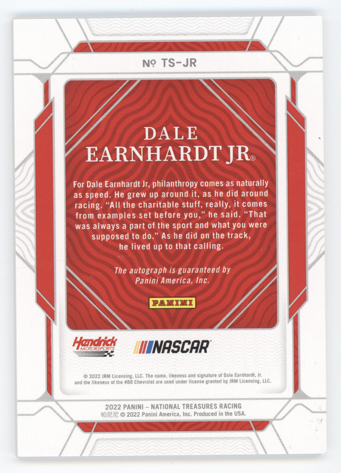 2022 Panini National Treasures Racing Trackside Dale Earnhardt Jr. #TS-JR 2/3