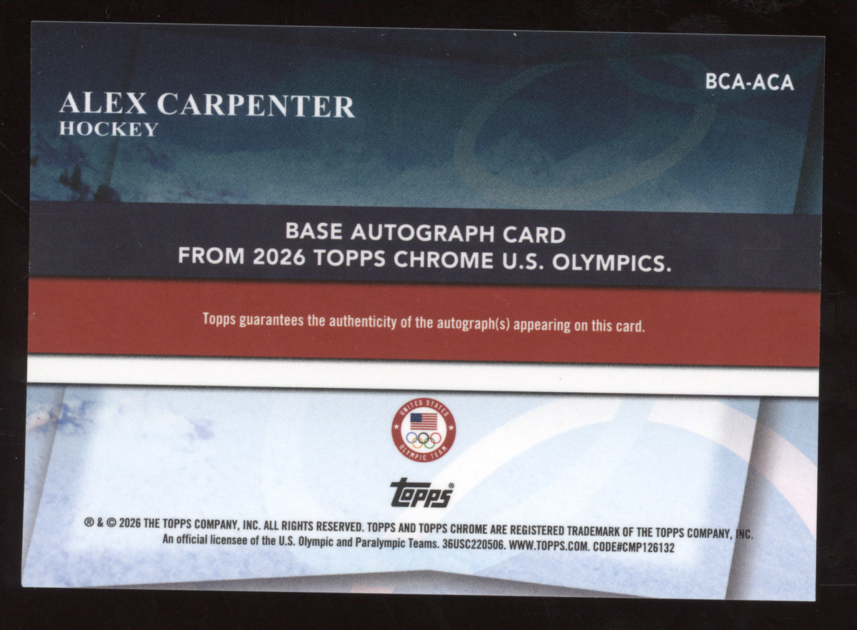 2026 Topps Chrome U.S. Olympics Alex Carpenter #BCA-ACA USA Flag 54/76