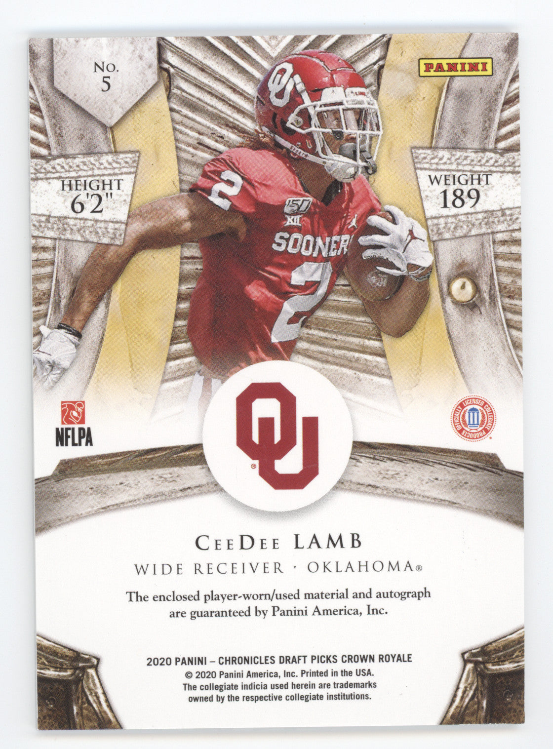 2020 Panini Chronicles Draft Picks Crown Royale CeeDee Lamb #5 Silhouettes 12/15