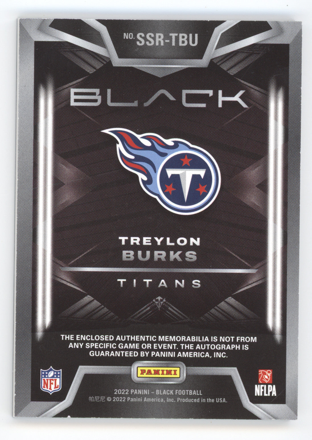 2022 Panini Black Sizeable Signatures Treylon Burks #SSR-TBU 2/5 RC