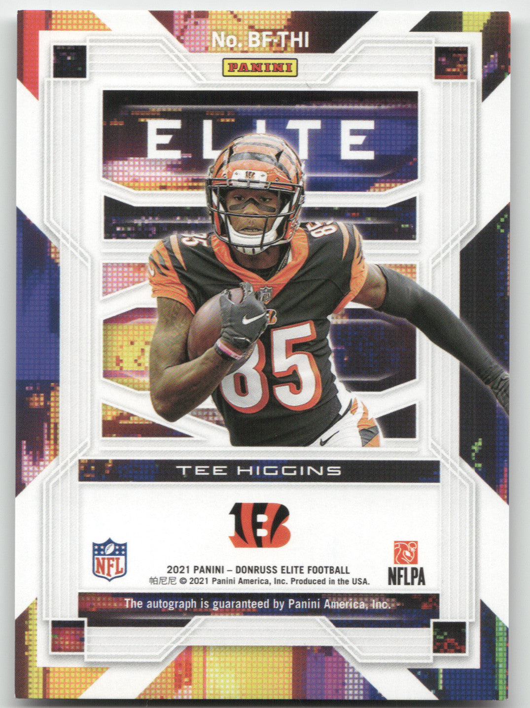 2021 Panini Donruss Elite Back to the Future Tee Higgins #BF-THI 22/75