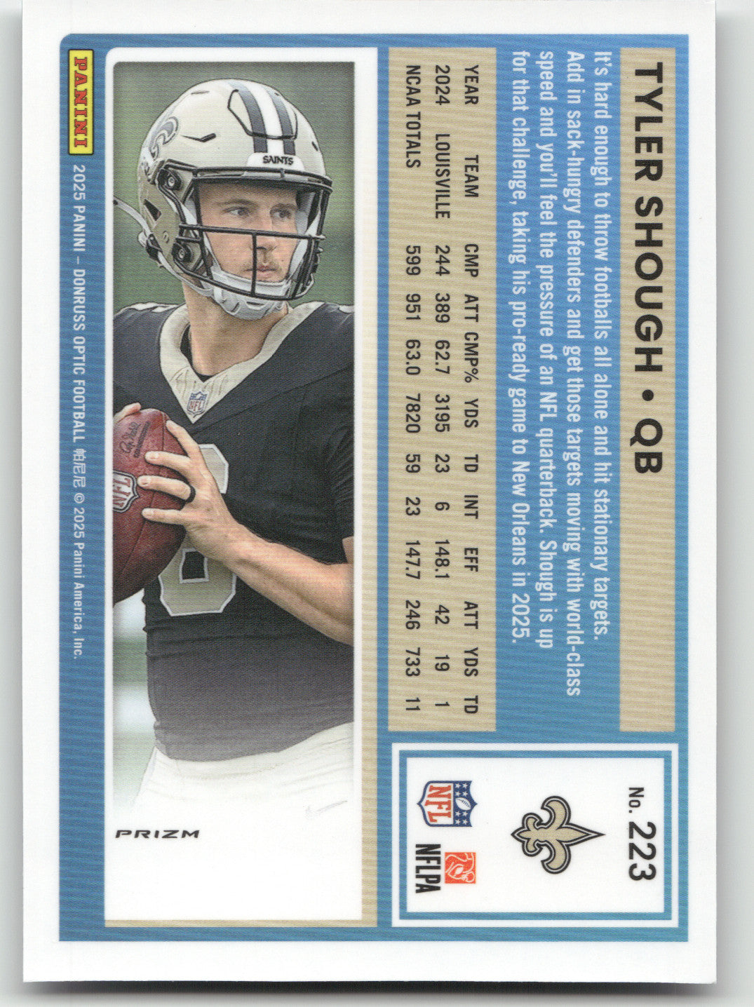 2025 Donruss Optic Rated Rookie Tyler Shough #223 Rockets