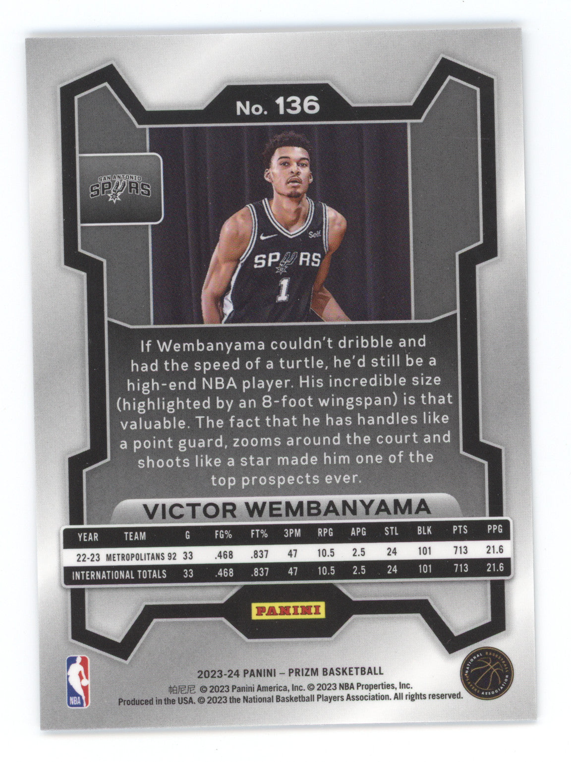 2023 Panini Prizm Victor Wembanyama #136 RC