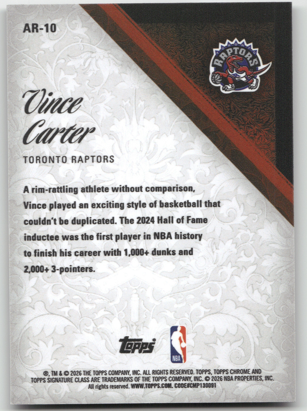 2025 Topps Signature Class Aristocrats Vince Carter #AR-10