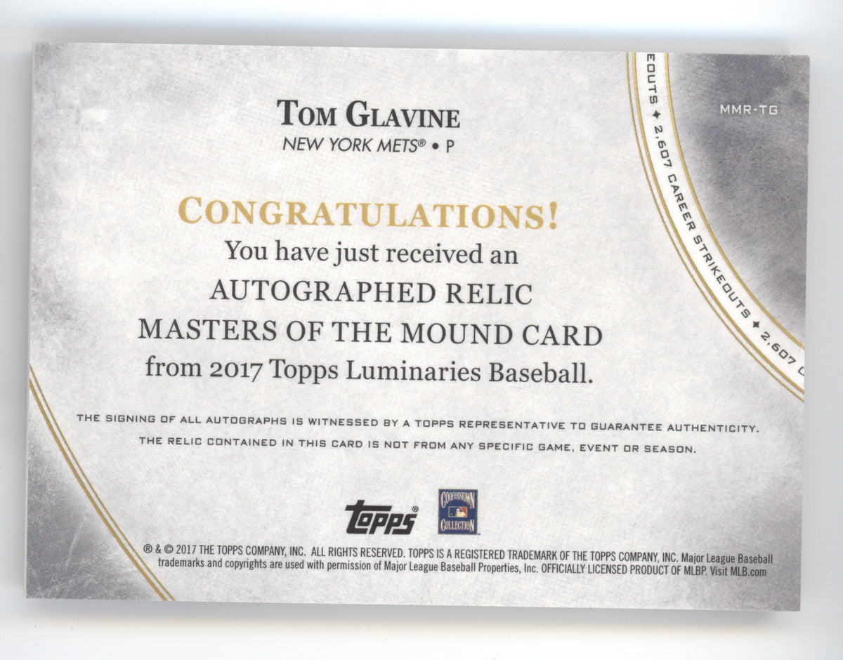 2017 Topps Luminaries Masters of the Mound Autographs Tom Glavine #MMR-TG 01/10
