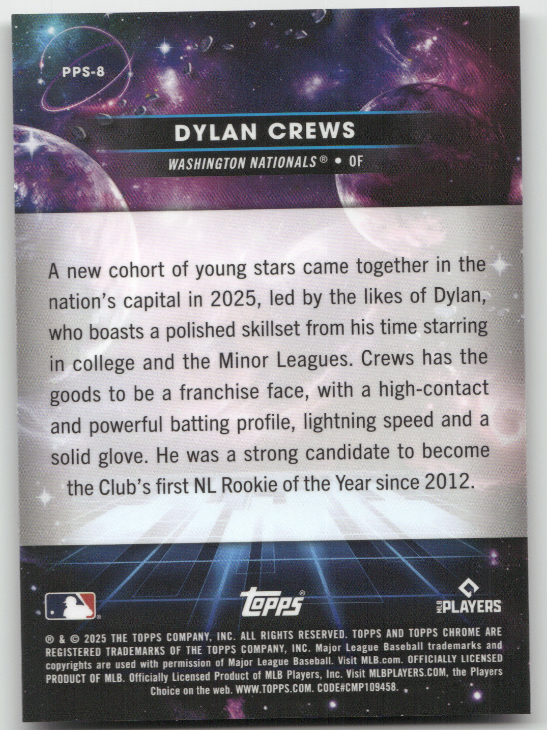 2025 Topps Chrome Planetary Pursuit Dylan Crews #PPS-8 Sun RC
