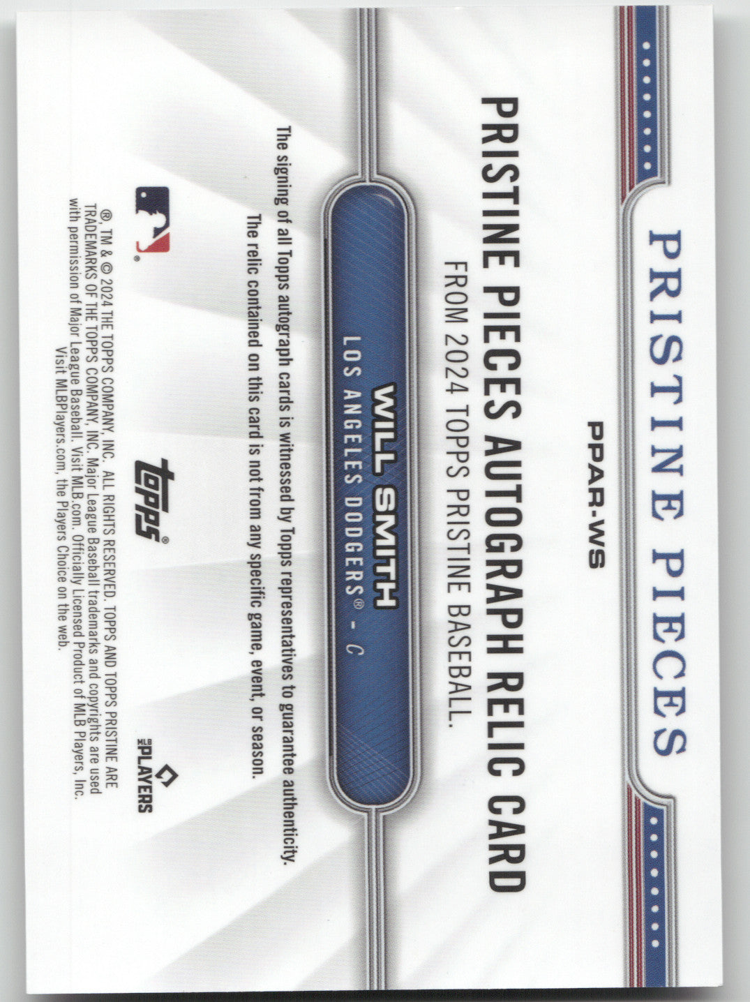 2024 Topps Pristine Pristine Pieces Will Smith Autograph Game-Used Relic