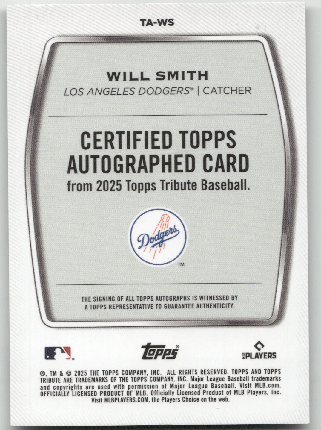 2025 Topps Tribute Will Smith #TA-WS Blue 146/150