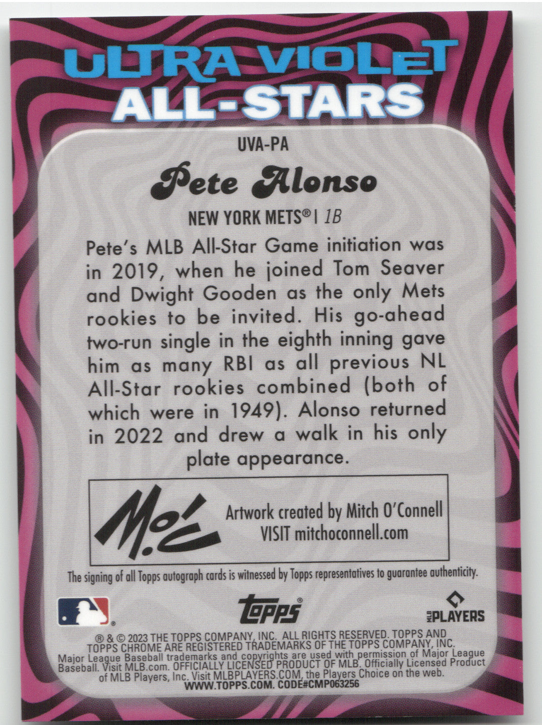 2023 Topps Chrome Ultra Violet Pete Alonso #UVA-PA Refractor Auto 02/99
