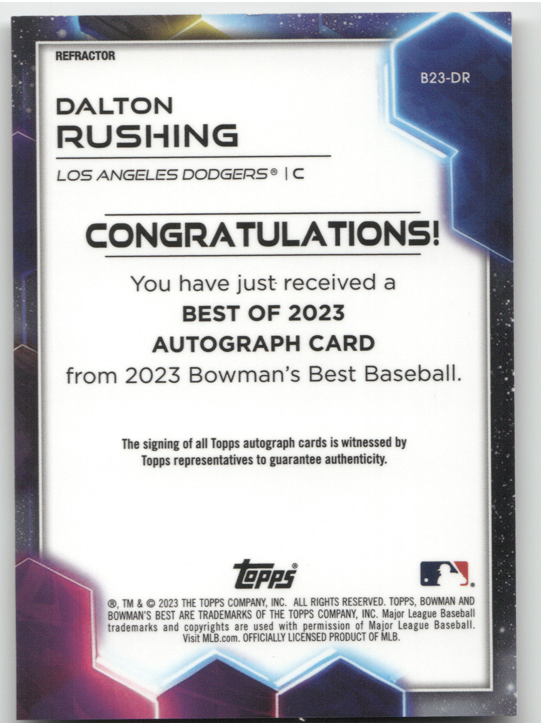 2023 Bowman's Best Dalton Rushing #B23-DR Refractor