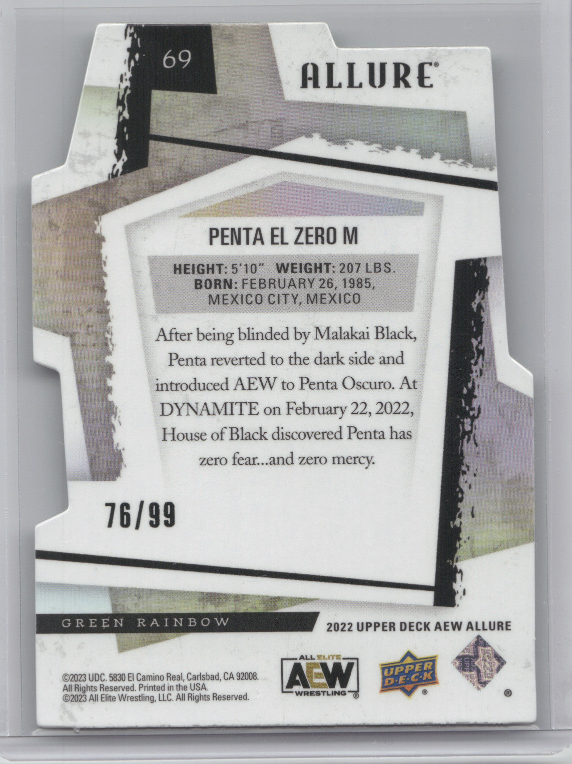 2023 Upper Deck AEW Allure Penta El Zero M #69 Green Ice Die-Cut 76/99