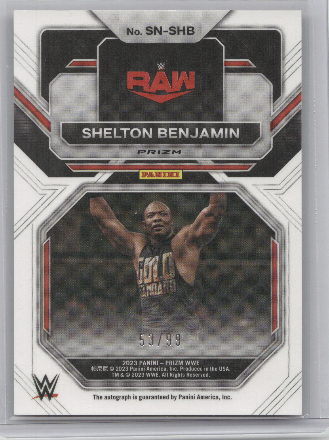2023 Panini Prizm WWE Sensational Signatures Shelton Benjamin #SN-SHB Red 53/99