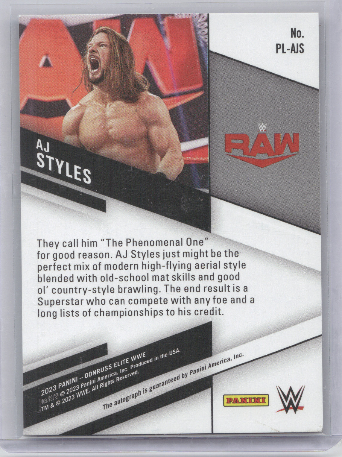 2023 Panini Donruss Elite Pen Pals AJ Styles #PL-AJS 19/25