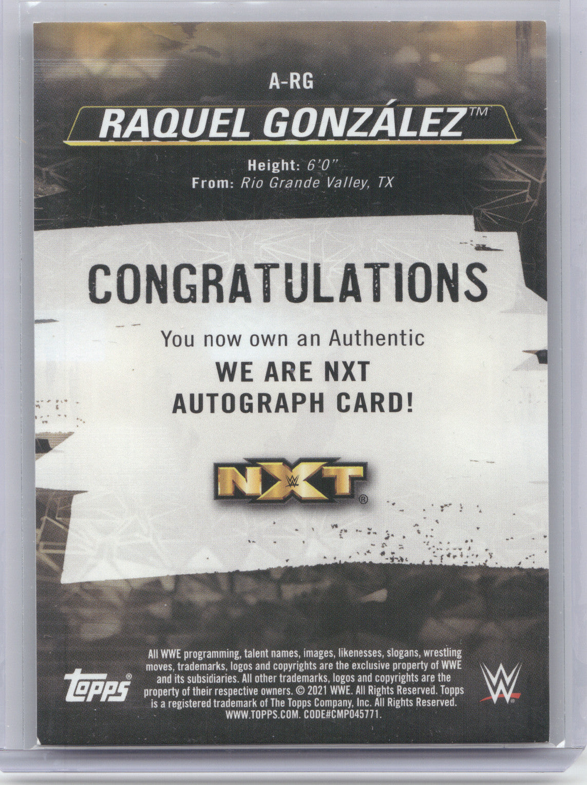 2021 Topps WWE NXT We Are NXT Autograph Raquel González #A-RG 083/250