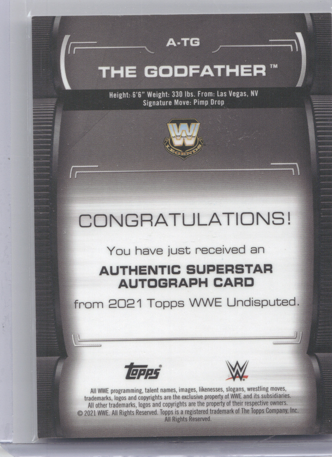 2021 Topps WWE Undisputed Autograph The Godfather #A-TG 002/199