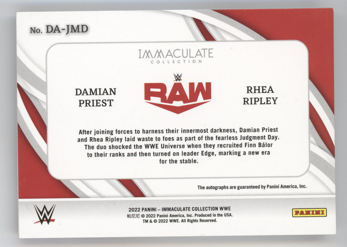2022 Panini Immaculate Collection Dual Auto Rhea Ripley Damian Priest #JMD 05/25