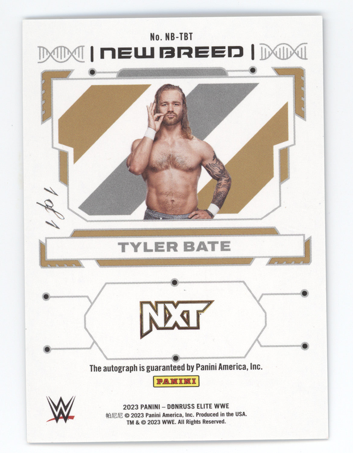 2023 Panini Donruss Elite WWE New Breed Autographs Tyler Bate #NB-TBT