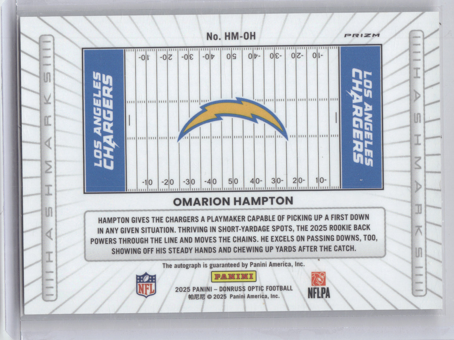 2025 Donruss Optic Hashmarks Autograph Omarion Hampton #HM-OH RC
