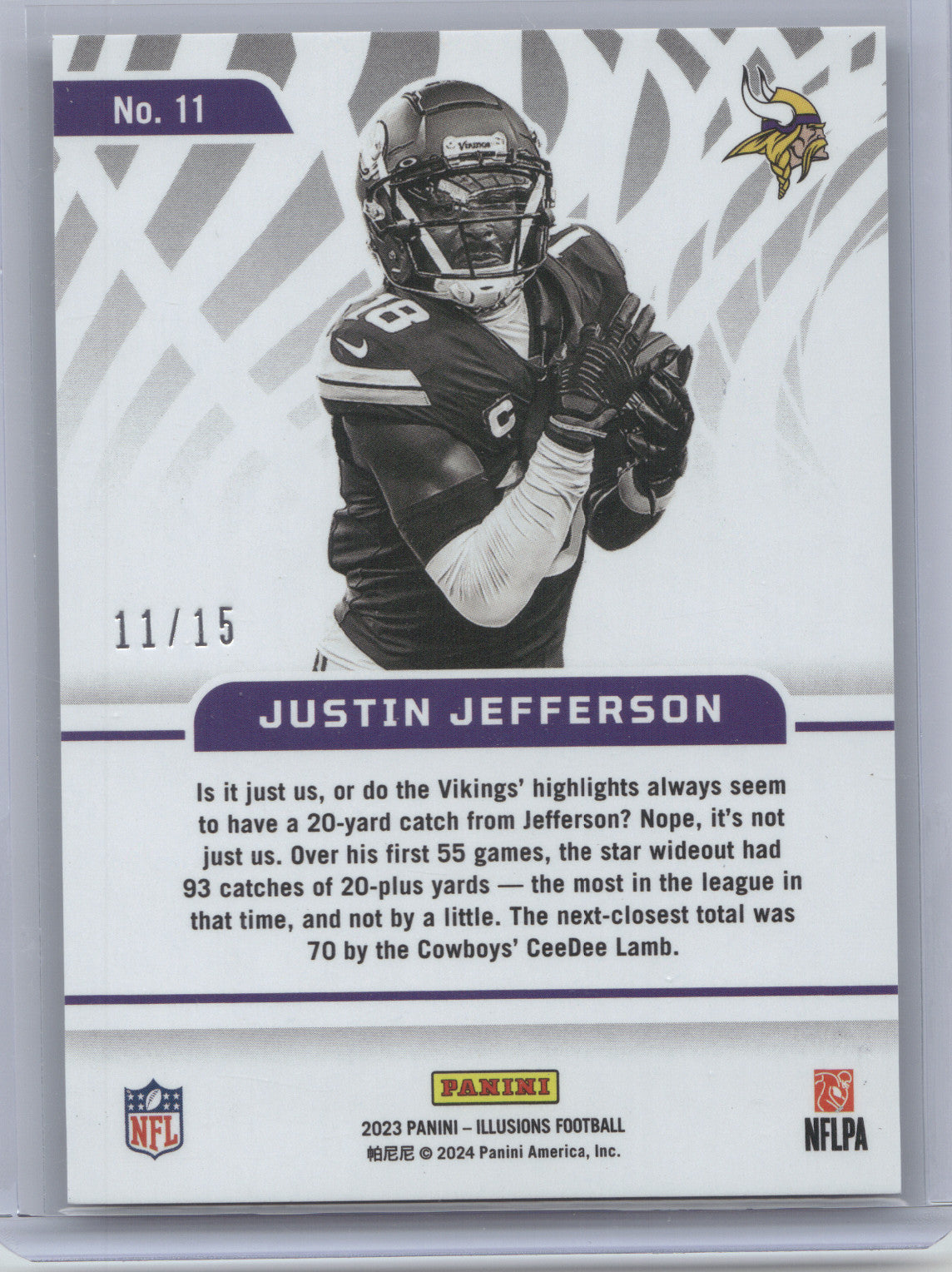2023 Panini Illusions Amazing Justin Jefferson #11 Red Blue 11/15