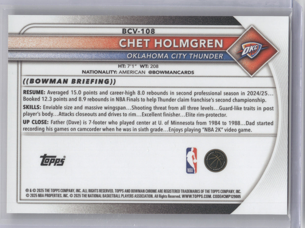 2025 Bowman Chrome U Chet Holmgren #BCV-108 Orange Sapphire