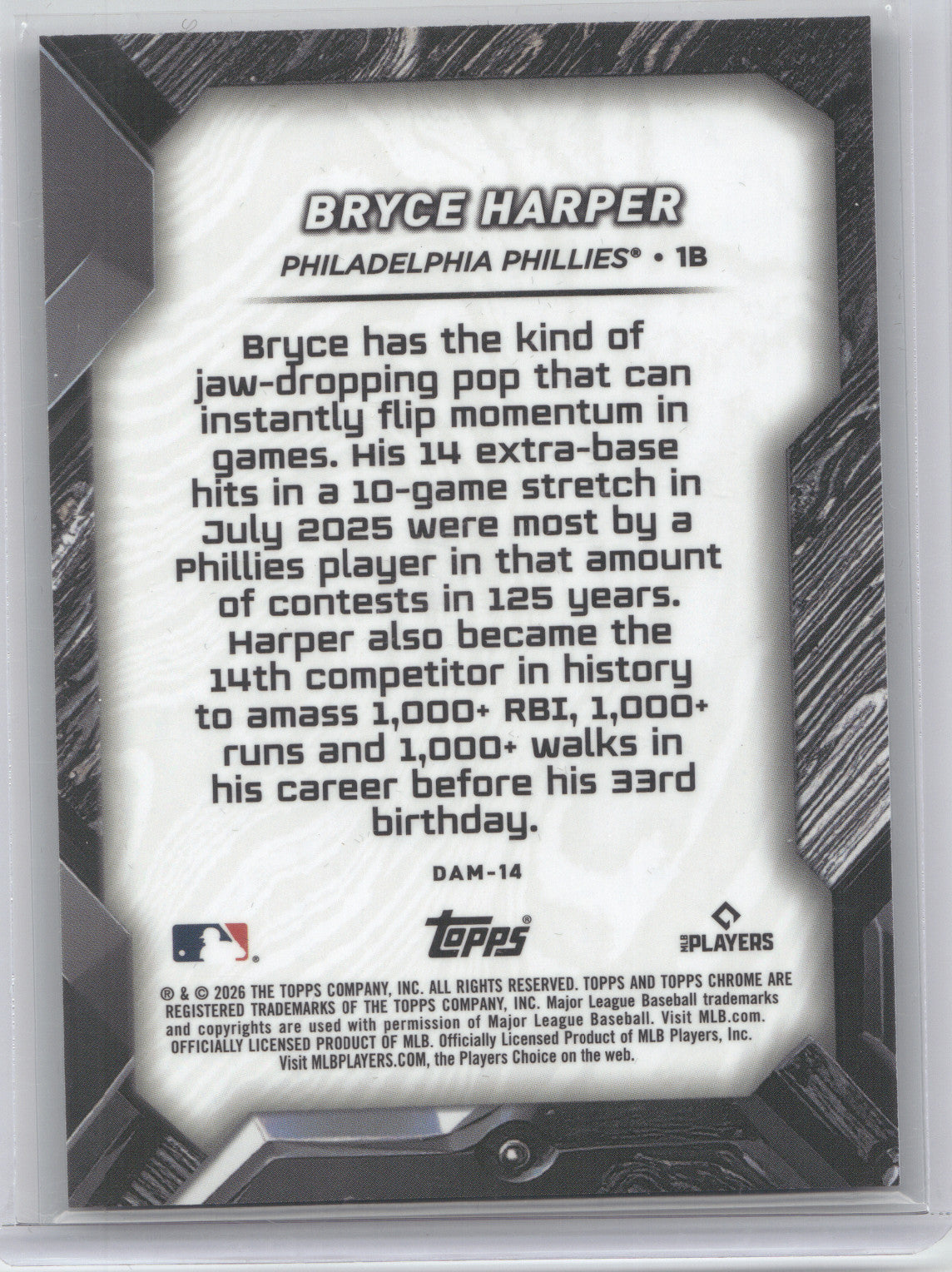 2026 Topps Chrome Black Bryce Harper #DAM-14 Damascus