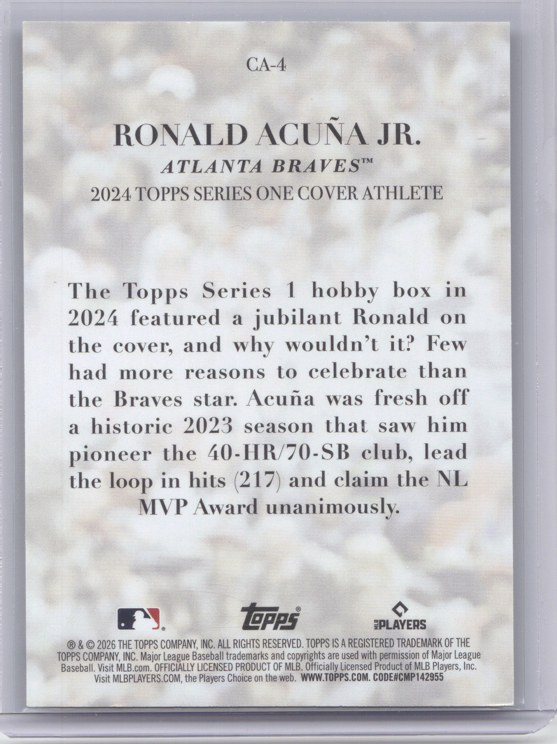 2026 Topps Cover Athlete Ronald Acuña Jr. #CA-4 62/75