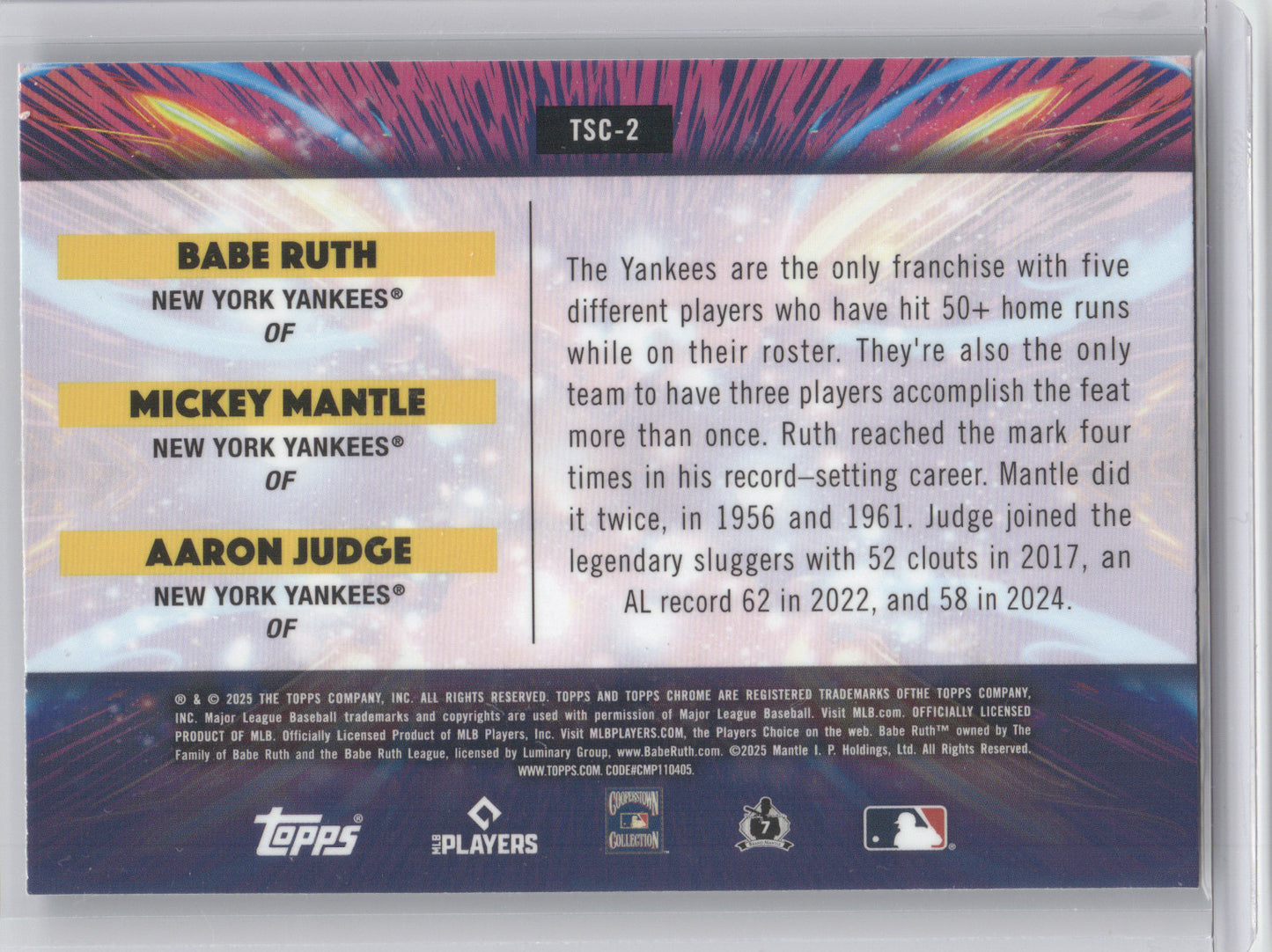 2025 Topps Chrome Star Clusters Babe Ruth Mickey Mantle Aaron Judge #TSC-2