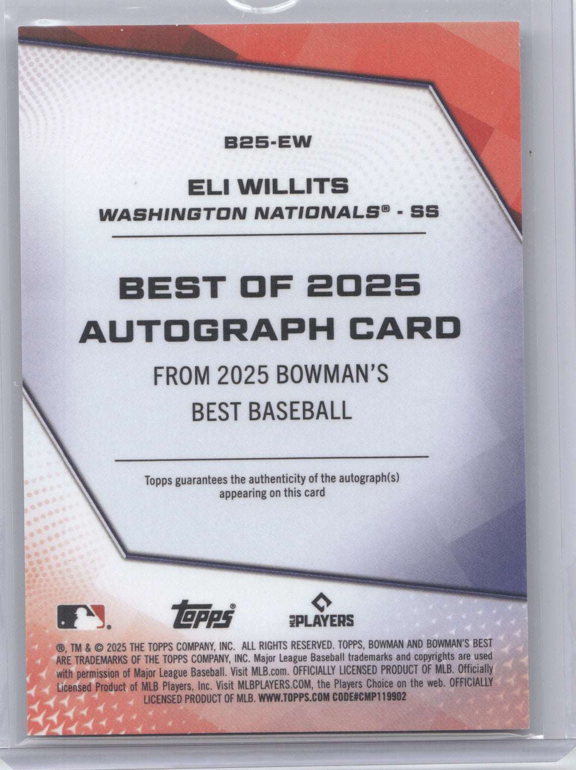2025 Bowman's Best Autograph Eli Willits #B25-EW