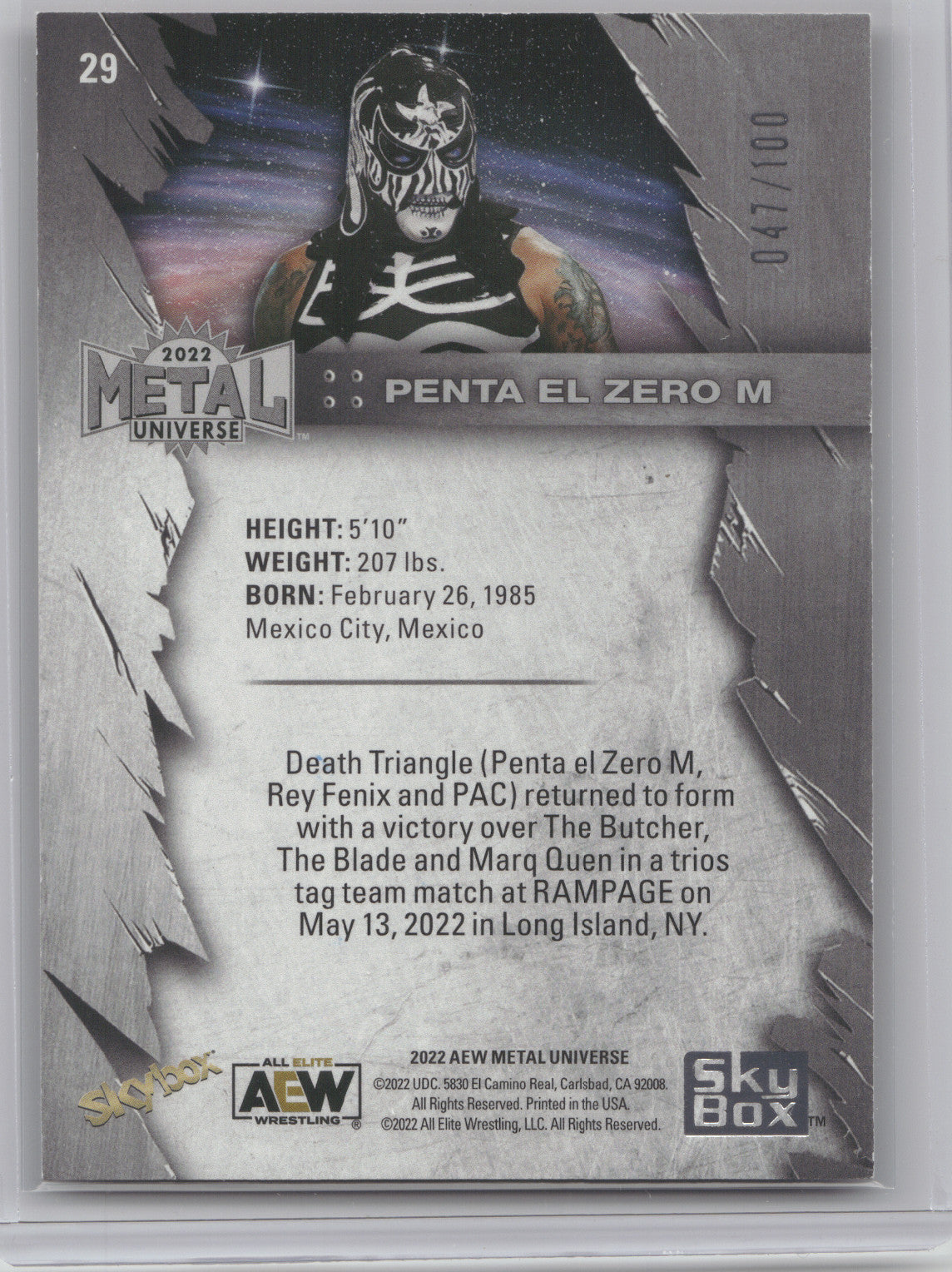 2022 Metal Universe AEW Precious Metal Gems Penta El Zero M #29 Red 047/100