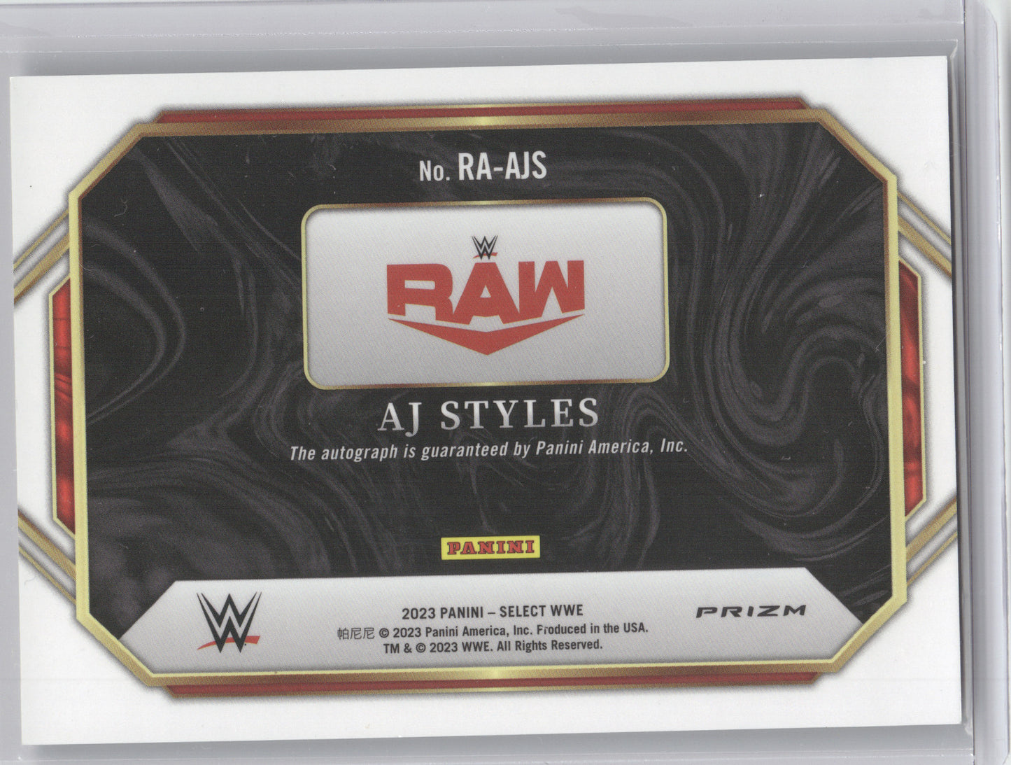 2023 Panini Select WWE Ringside Signatures AJ Styles #RA-AJS Silver