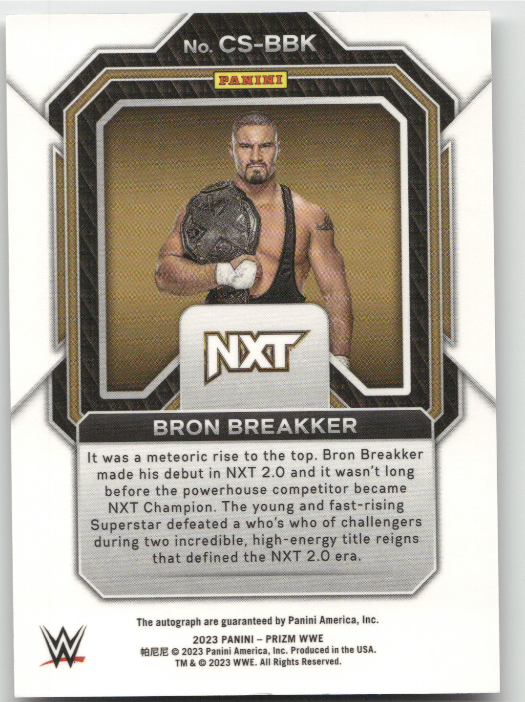 2023 Panini Prizm WWE Champion Signatures Bron Breakker #CS-BBK