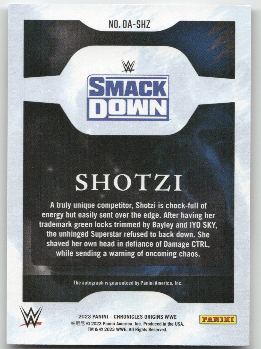 2023 Panini Chronicles WWE Origins Autographs Shotzi #OA-SHZ Gold 08/10
