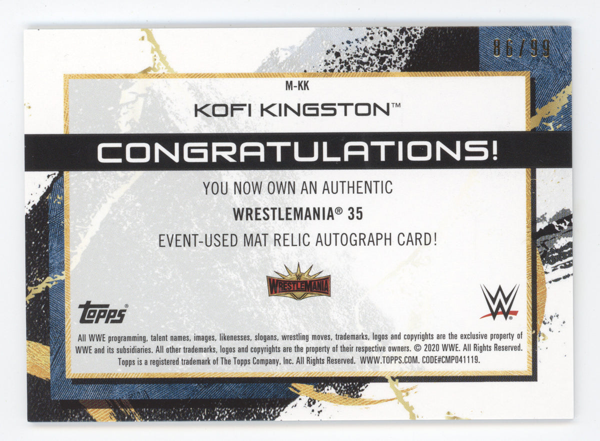 2020 Topps WrestleMania 35 Kofi Kingston #M-KK Authentic Auto Mat Relic 86/99