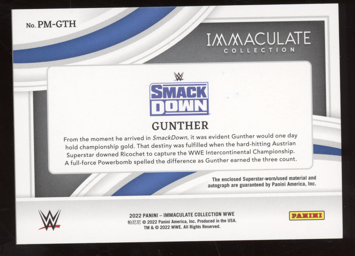 2022 Panini Immaculate Collection Gunther #GTH Autograph Superstar-worn 83/99