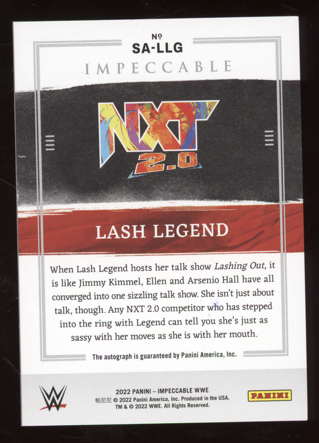 2022 Panini Impeccable WWE Superstar Autographs Lash Legend #SA-LLG 20/25 RC