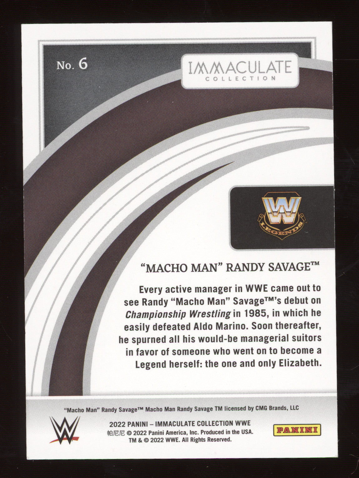 2022 Panini Immaculate Collection WWE "Macho Man" Randy Savage #6 Red 29/40
