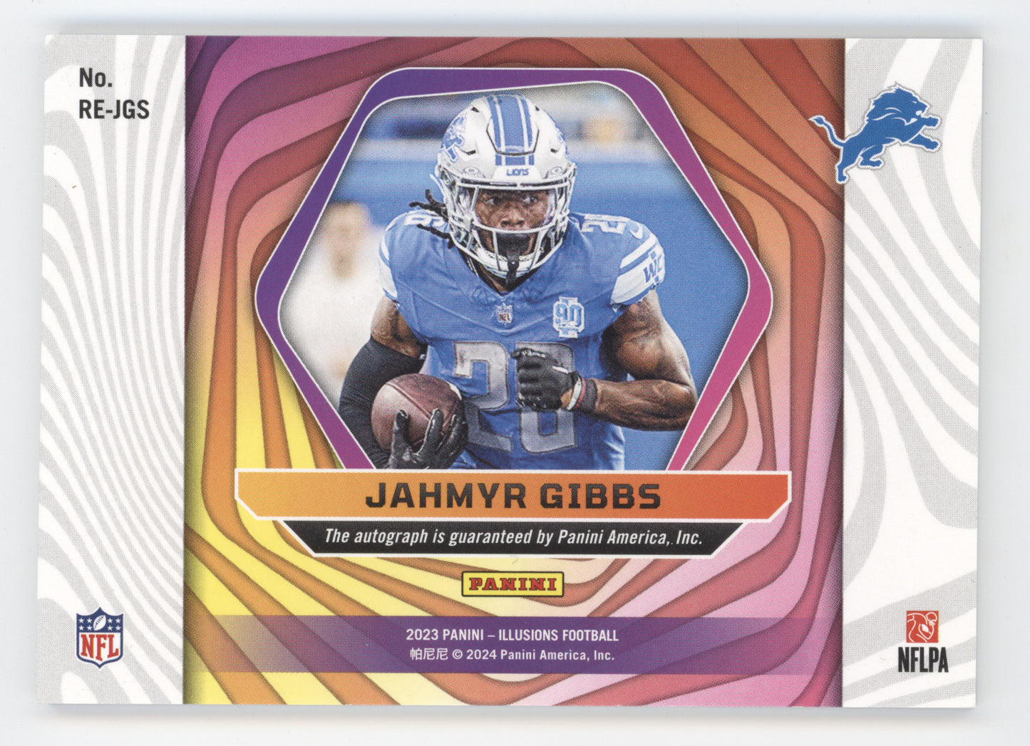 2023 Panini Illusions Rookie Endorsements Jahmyr Gibbs #RE-JGS RC 258/334