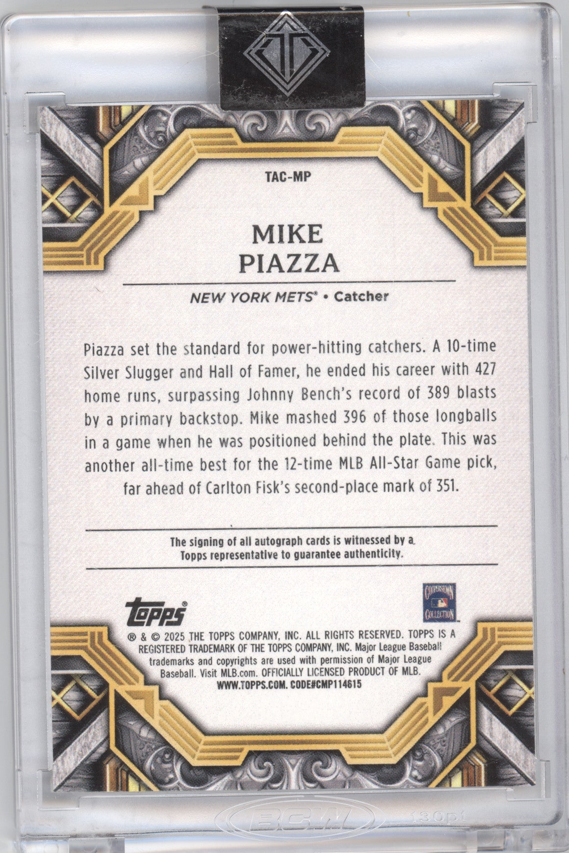2025 Topps Transcendent Collection Autograph Mike Piazza #TAC-MP 21/25