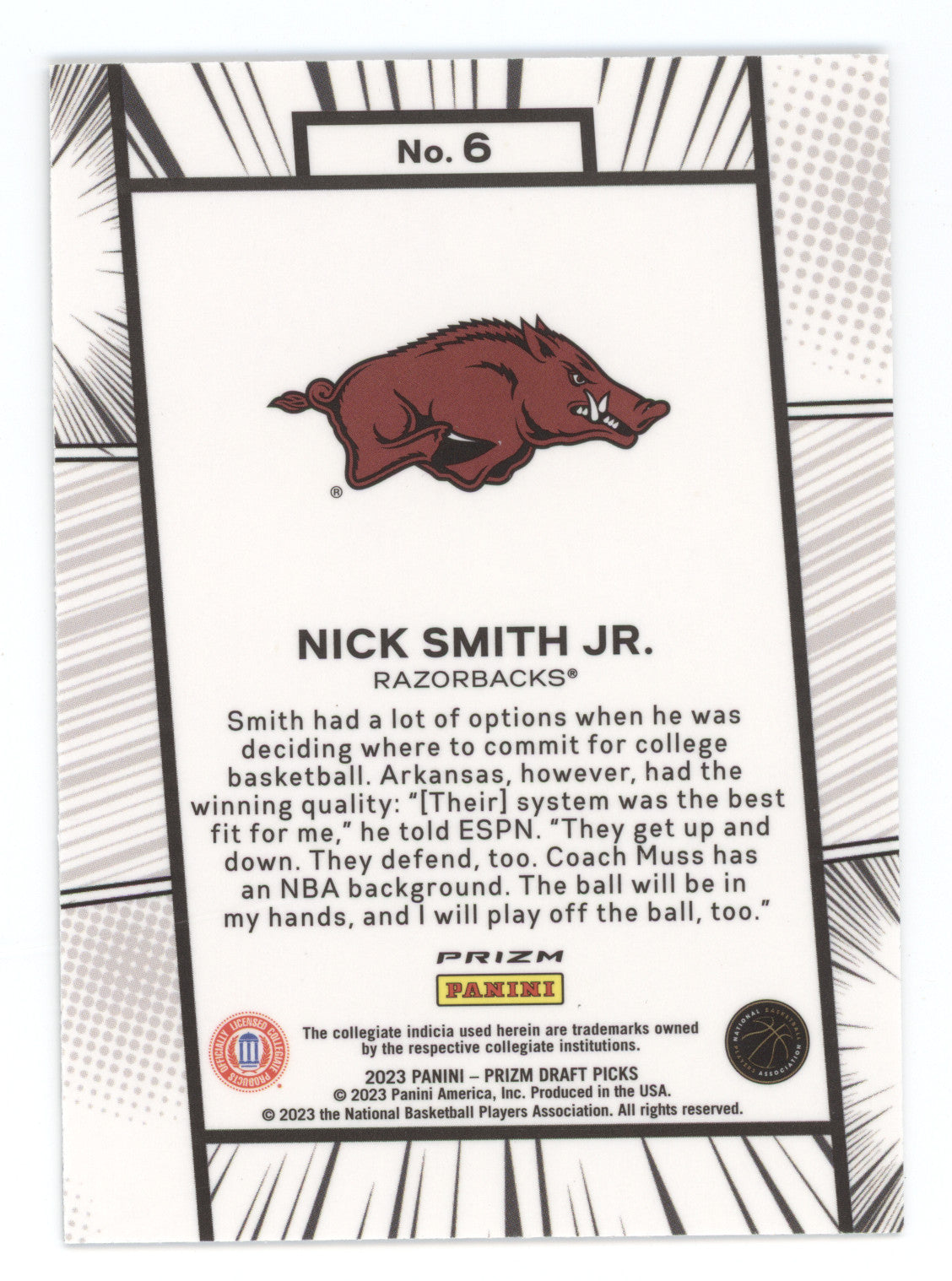 2023 Panini Prizm Draft Picks Nick Smith Jr. #6 Manga RC