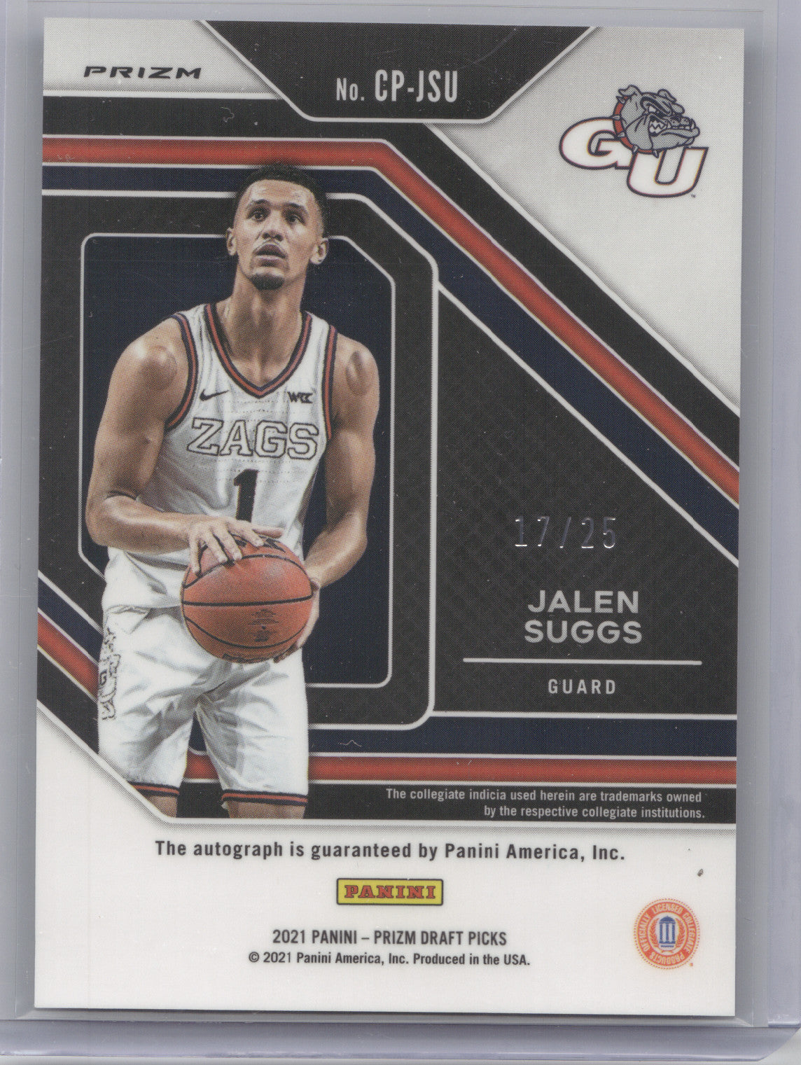 2021 Panini Prizm Draft Picks Penmanship Jalen Suggs #CP-JSU Blue Ice RC 17/25