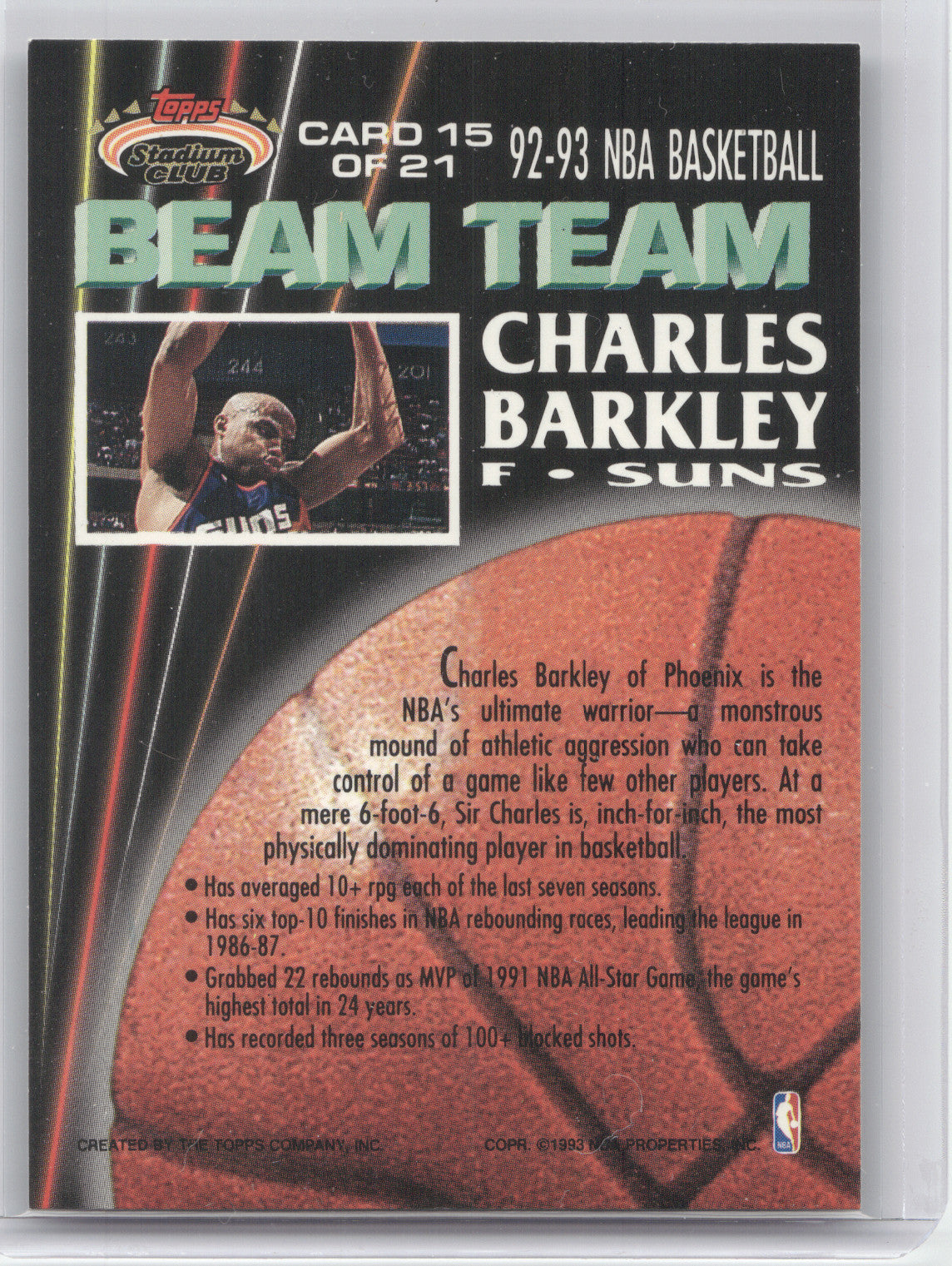 1992 Topps Stadium Club Beam Team Charles Barkley #15