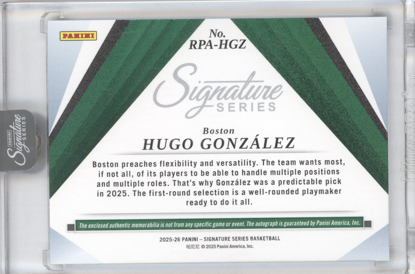 2025 Panini Signature Series Hugo González #RPA-HGZ 02/49 RC Memorabilia