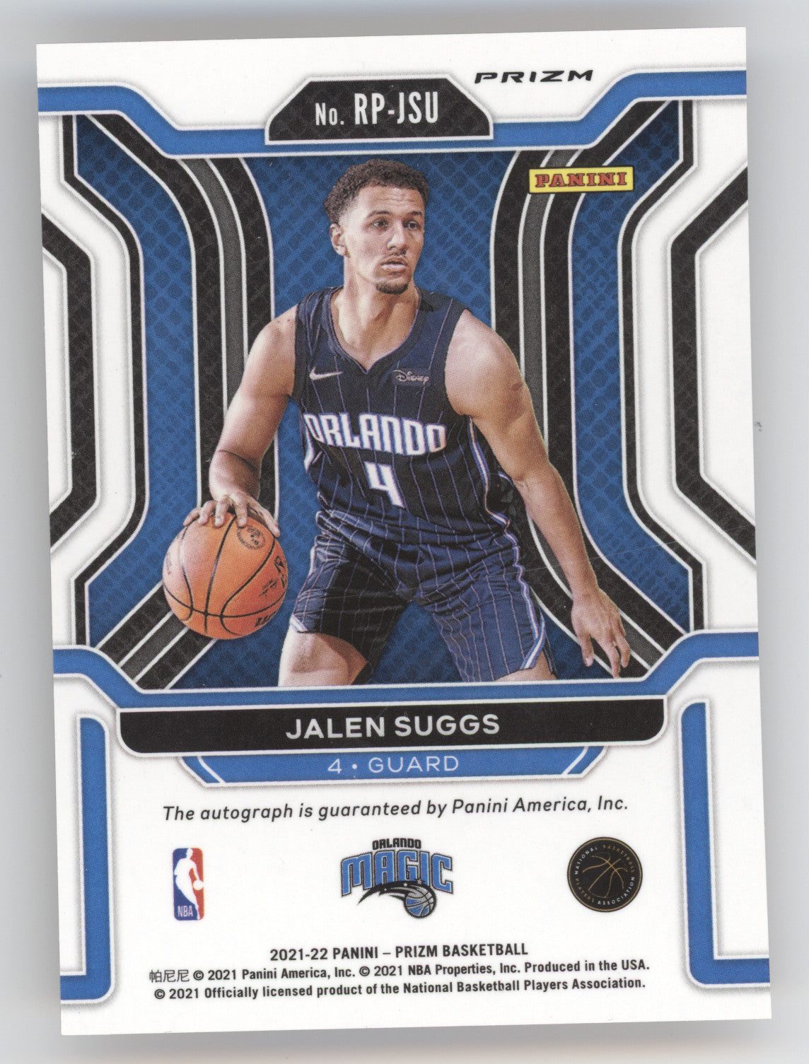2021 Panini Prizm Penmanship Jalen Suggs #RP-JSU Orange Ice RC
