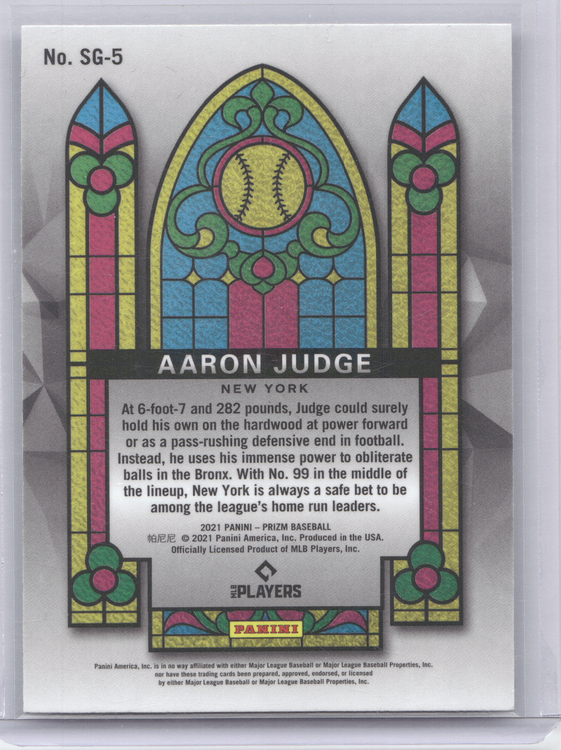 2021 Panini Prizm Stained Glass Aaron Judge #SG-5
