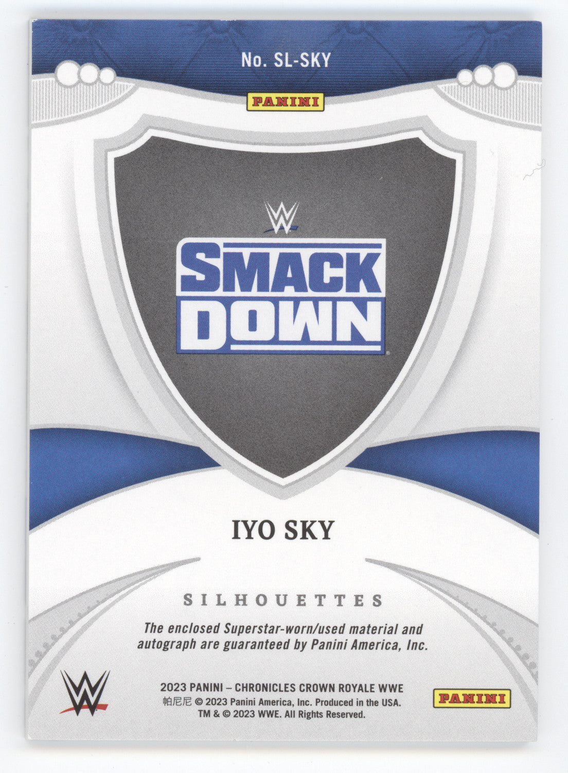 2023 Panini Chronicles Crown Royale WWE Iyo Sky #SKY 40/99 Superstar-worn Auto