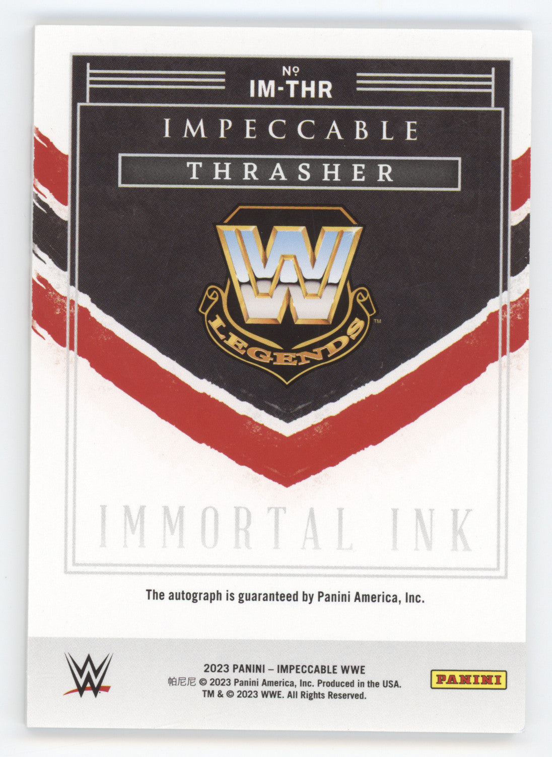 2023 Panini Impeccable WWE Immortal Ink Thrasher #IM-THR 08/10