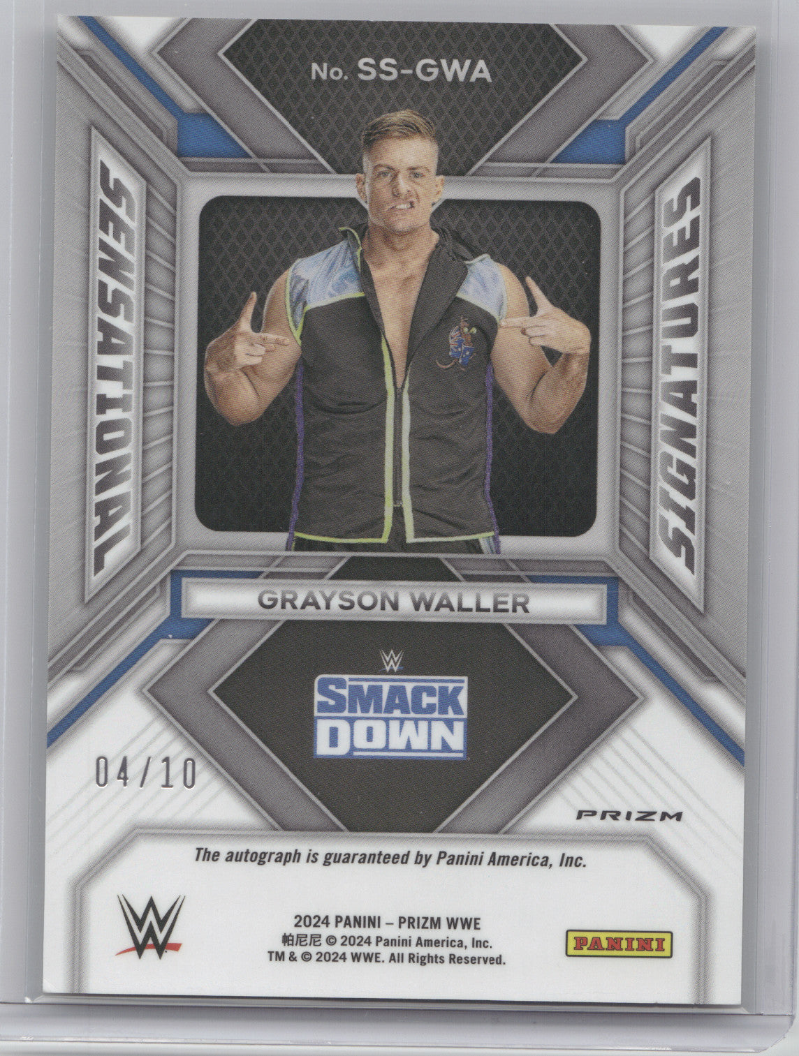 2024 Panini Prizm WWE Sensational Signatures Grayson Waller #SS-GWA Gold 04/10