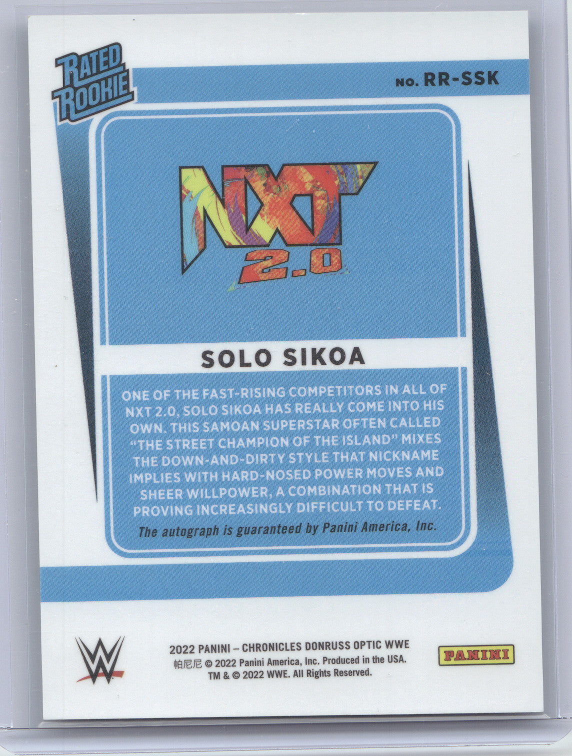 2022 Panini Chronicles Donruss Optic WWE Solo Sikoa #RR-SSK Autograph