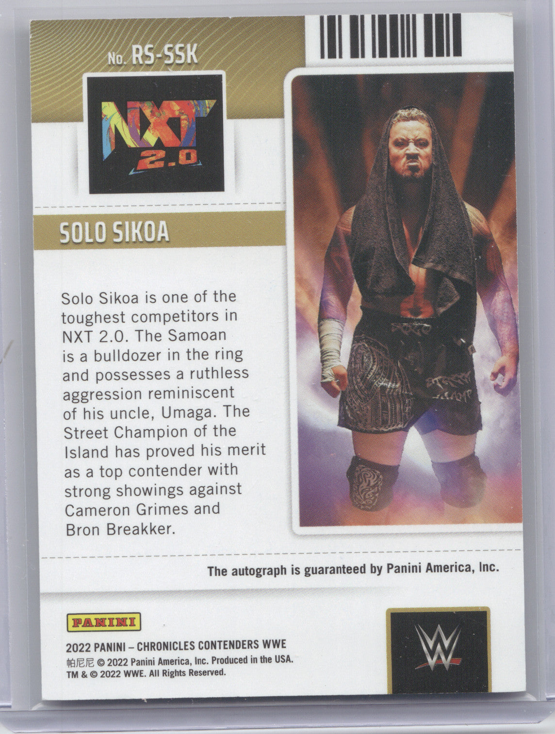 2022 Panini Chronicles Contenders WWE Solo Sikoa #RS-SSK Season Ticket RC