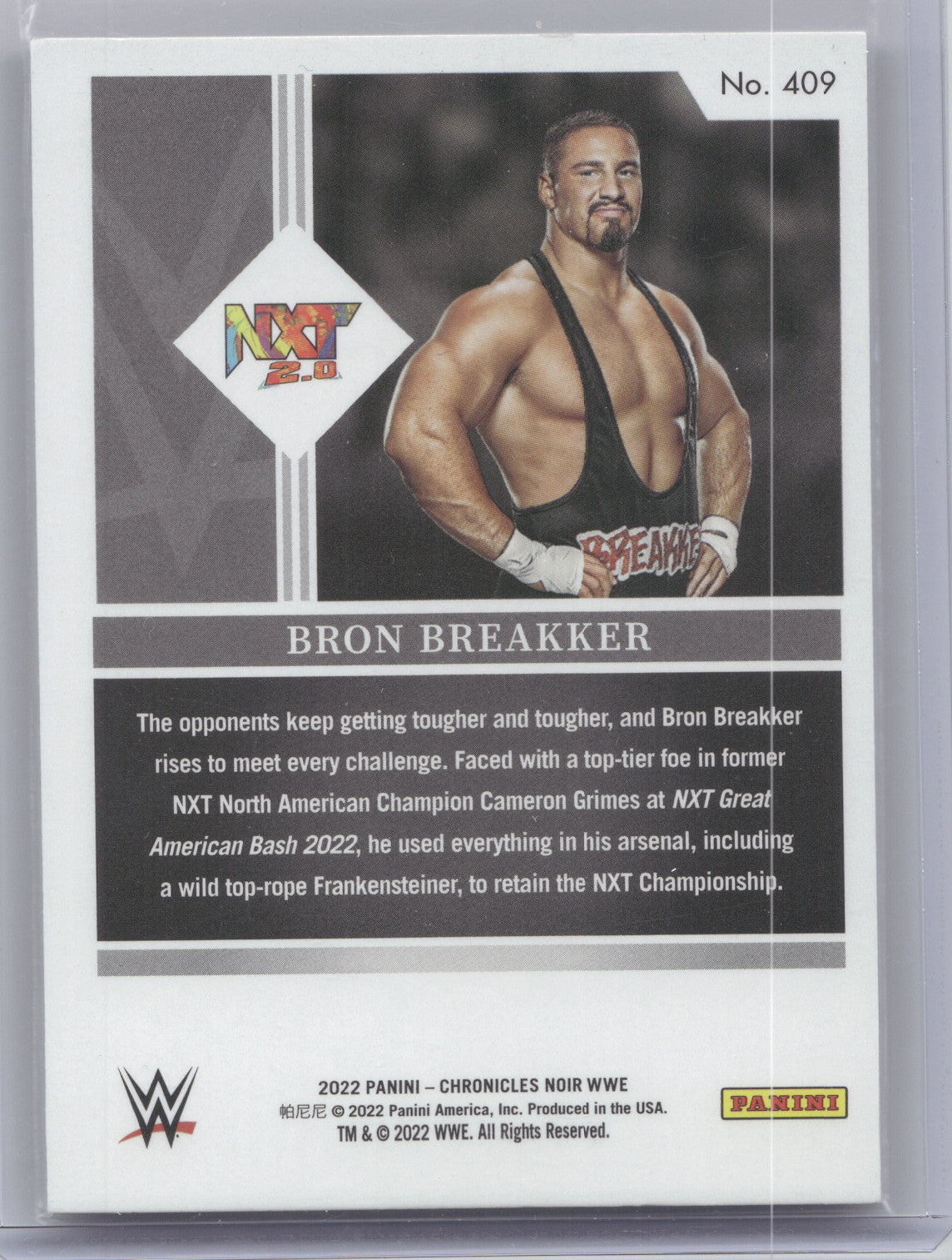 2022 Panini Chronicles Noir WWE Bron Breakker #409 76/99